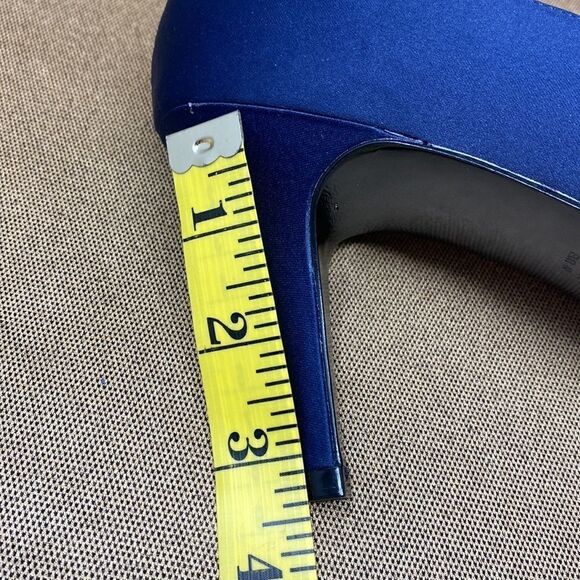 Nina New York Blue Satin Peep Toe Heels - Picture 13 of 13